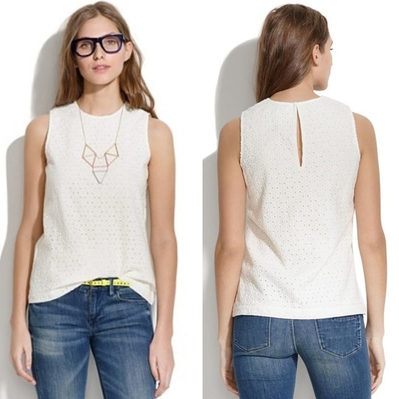 Madewell Tops - Madewell | Ivory Eyelet Tank Top - Sz XS